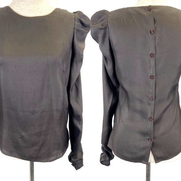 Pippa Tops - Pippa Bloomingdale’s brown ruffled sleeve blouse 0